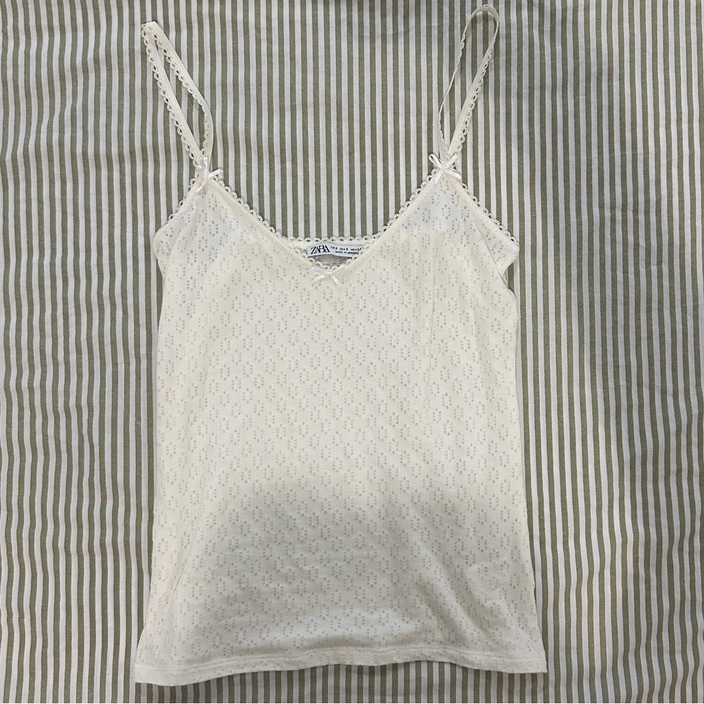 White Lace Trim Cami Top